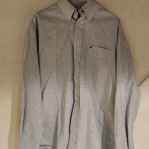 Tommy Hilfiger Men's Navy and White Striped Shirt